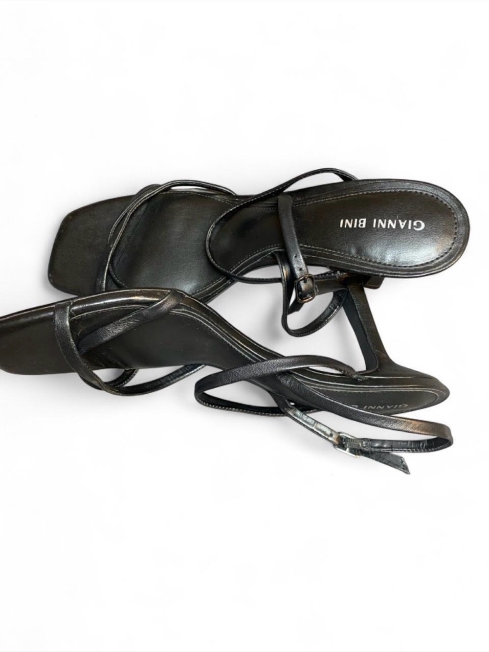 Gianni Bini Black Strappy Square-Toe Heels